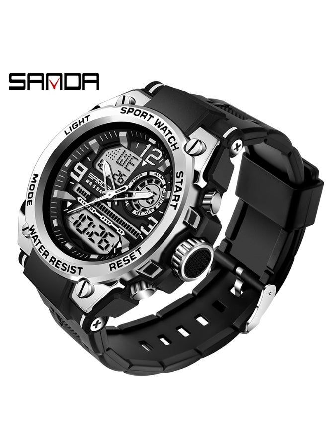 Sanda Men's Watches Sports Outdoor Waterproof Watch Date Multi Function Tactics LED Alarm Stopwatch - Image 1