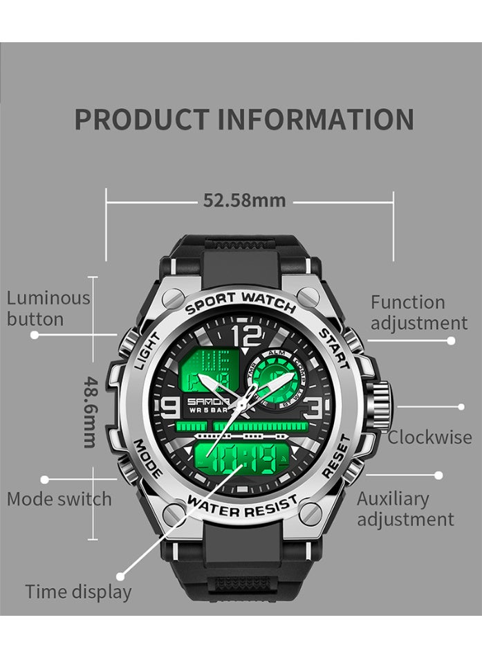 Sanda Men's Watches Sports Outdoor Waterproof Watch Date Multi Function Tactics LED Alarm Stopwatch - Image 3
