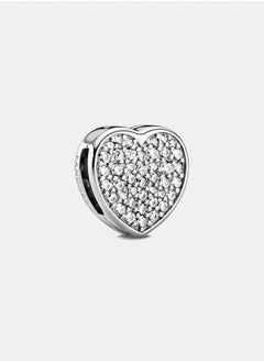 PANDORA Heart Sterling Silver Clip Charm with Clear Cubic Zirconia 