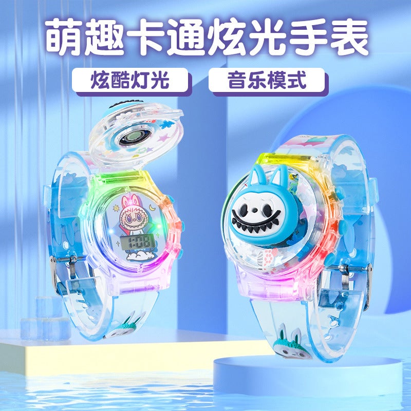 Rotating Musical Light-Up Kids Watch Brab cloth opp bag 