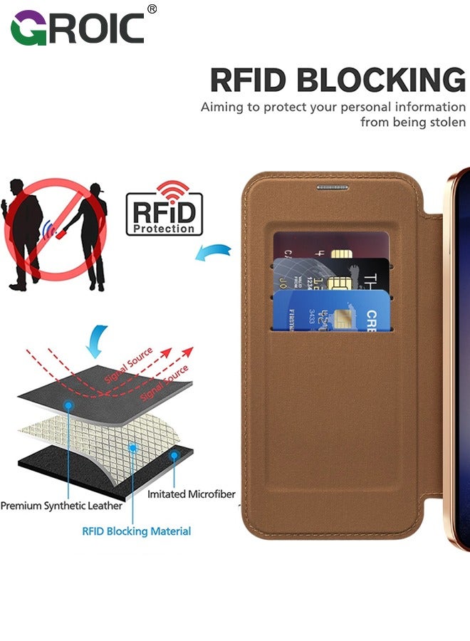 GROIC For Samsung Galaxy S24 Phone Case,Wallet Case with RFID Blocking Flip Credit Card Holder,Wireless Charging Phone Shell,Leather Filp Phone Cover for Samsung Galaxy S24 6.8'' - Image 4