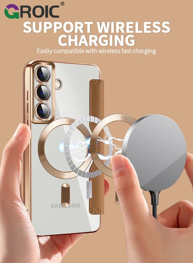 GROIC For Samsung Galaxy S24 Phone Case,Wallet Case with RFID Blocking Flip Credit Card Holder,Wireless Charging Phone Shell,Leather Filp Phone Cover for Samsung Galaxy S24 6.8'' - Image 3