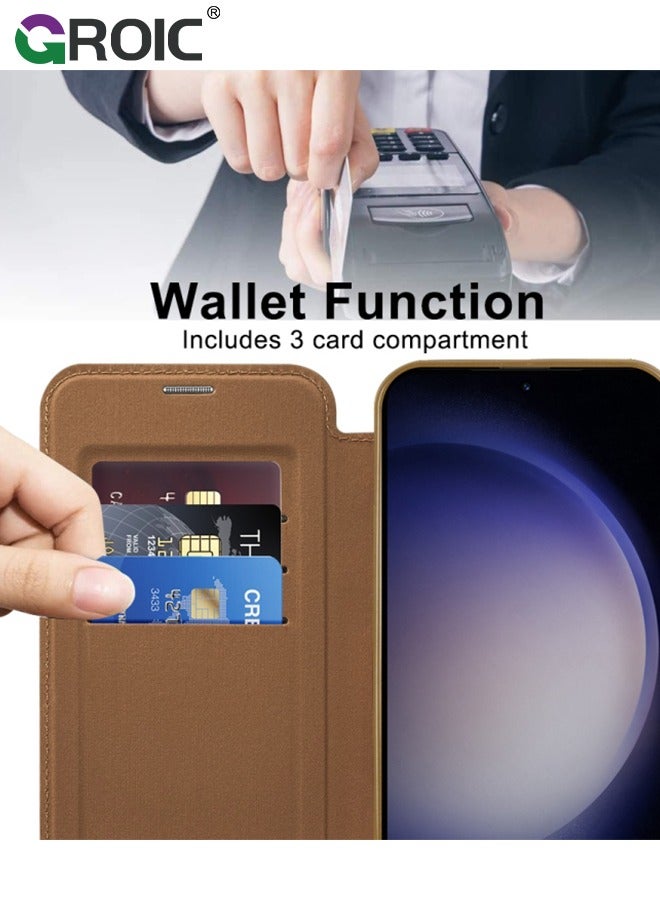 GROIC For Samsung Galaxy S24 Phone Case,Wallet Case with RFID Blocking Flip Credit Card Holder,Wireless Charging Phone Shell,Leather Filp Phone Cover for Samsung Galaxy S24 6.8'' - Image 5