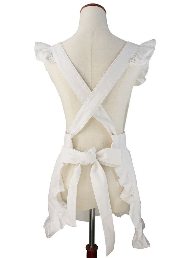LilMents Kids Retro Adjustable Ruffle Apron Kitchen Baking Maid Costume (White) - Image 2