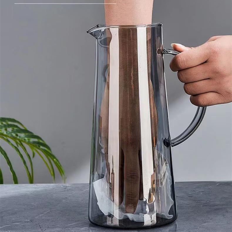 Mevanta Premium Water and Juice Black Glass & Borosilicate Glass Jug Set Combo [6 Piece Glass 300ML & 1 Piece Jug 1.8 Liter] Transparent Pitcher Set For Dining Table,Home & Restaurant,Party (MTS - 05) - Image 5