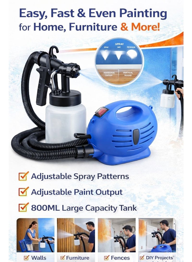 Perfect Electric Air Compressor Spray Gun, 800ML HVLP Paint Sprayer with Adjustable Output, Portable Paint Spray System for Walls, Furniture & Fences - Image 3