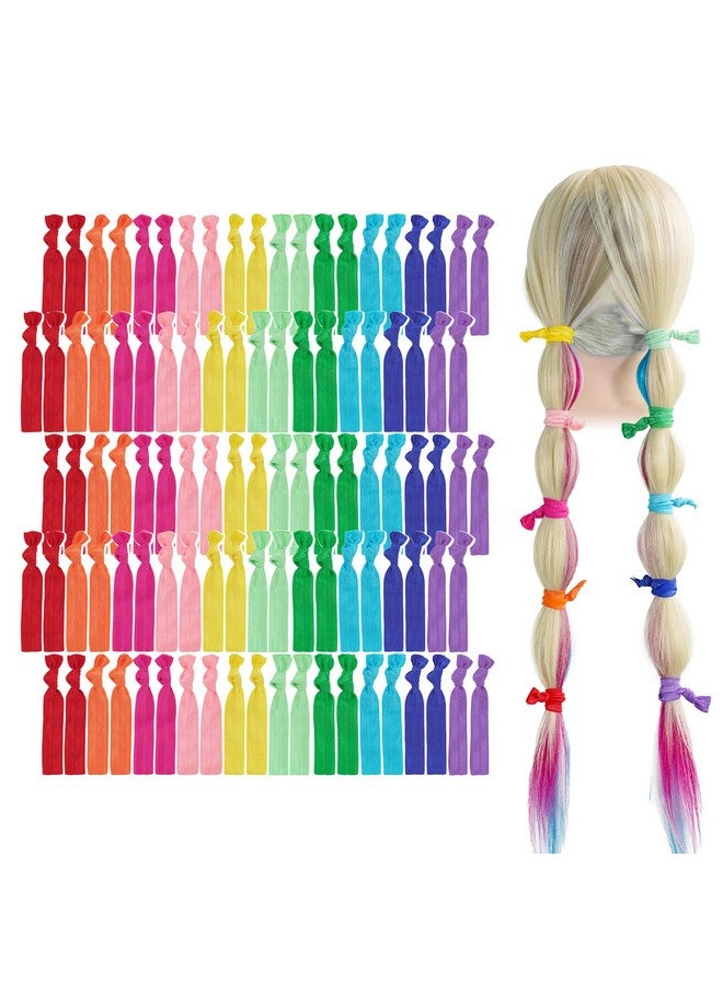 Meedee 100 Pack Rainbow Elastic Hair Ties For Women No Crease Soft Elastic Ribbon Hair Ties Knotted Hair Ties No Damage Pony Tails Hair Ties Ouchless Hair Ties Yoga Hair Ties Elastic Bracelets - Image 1
