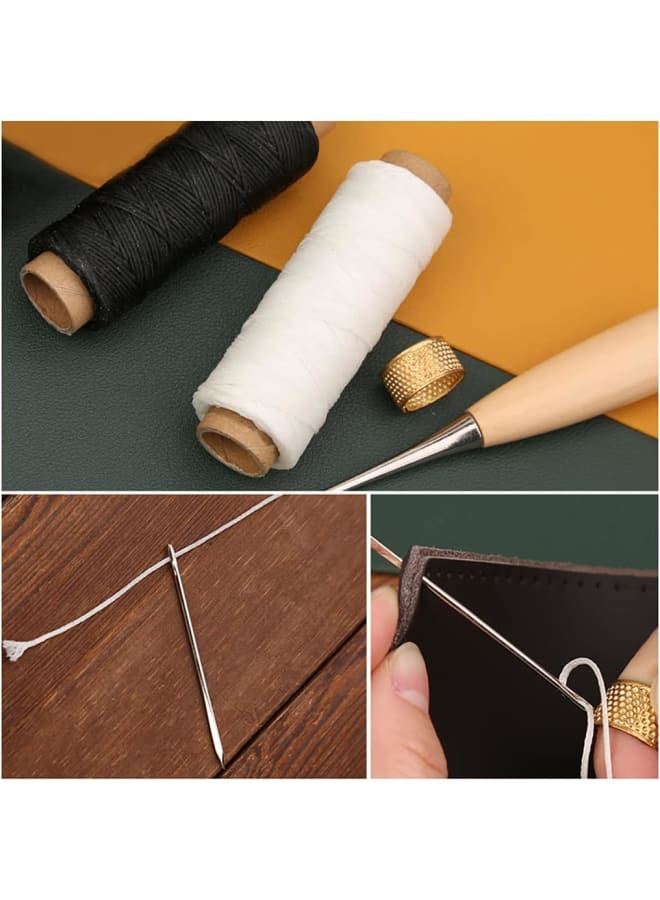 ® 16 قطعة من أدوات الخياطة الجلدية، طقم إصلاح المفروشات بخيوط الخياطة، إبر خياطة جلدية كبيرة للعين، المخرز، إبر الخياطة اليدوية الجلدية، مجموعة أدوات جلدية لإصلاح الجلود والخياطة - Image 5