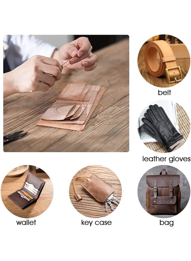 ® 16 قطعة من أدوات الخياطة الجلدية، طقم إصلاح المفروشات بخيوط الخياطة، إبر خياطة جلدية كبيرة للعين، المخرز، إبر الخياطة اليدوية الجلدية، مجموعة أدوات جلدية لإصلاح الجلود والخياطة - Image 3