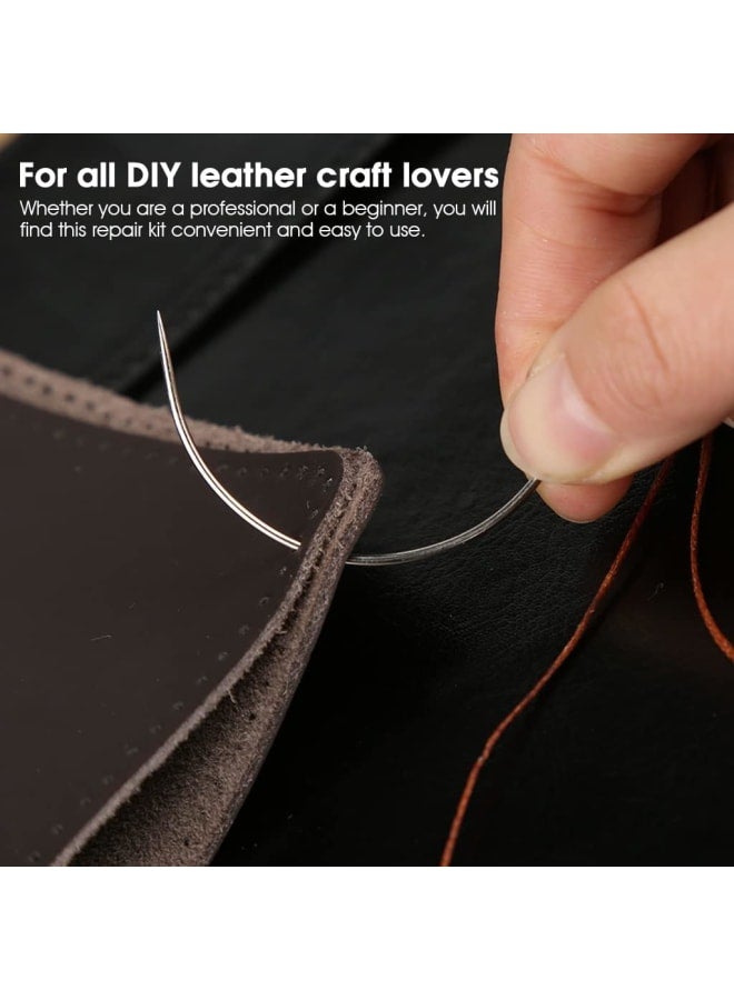 ® 16 قطعة من أدوات الخياطة الجلدية، طقم إصلاح المفروشات بخيوط الخياطة، إبر خياطة جلدية كبيرة للعين، المخرز، إبر الخياطة اليدوية الجلدية، مجموعة أدوات جلدية لإصلاح الجلود والخياطة - Image 4