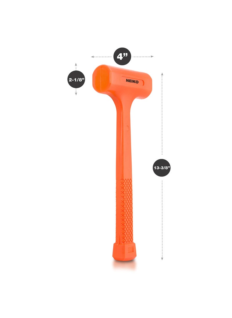 Neiko Neiko 02847A 2 LB Dead Blow Hammer, Neon Orange | Unibody Molded | Checkered Grip | Spark and Rebound Resistant  - Image 3