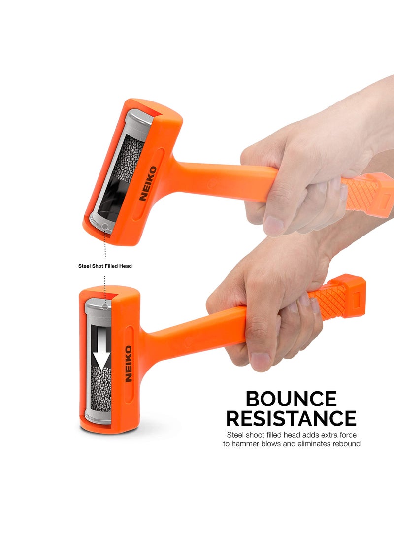 Neiko Neiko 02847A 2 LB Dead Blow Hammer, Neon Orange | Unibody Molded | Checkered Grip | Spark and Rebound Resistant  - Image 2
