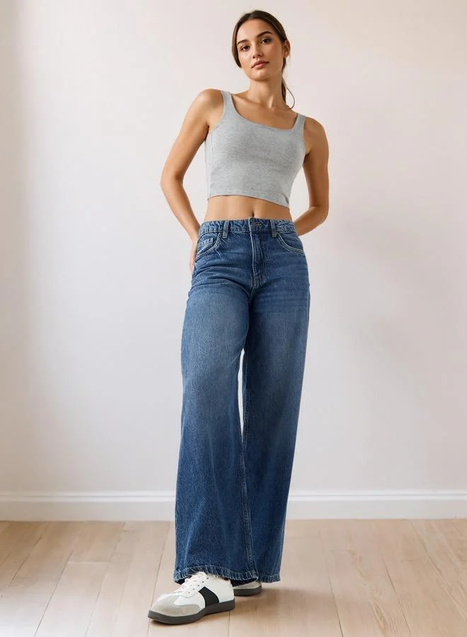 سبلاش فيڤ بلوزة قصيرة بياقة مربعة