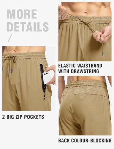 TBMPOY Men's Outdoor Lightweight Hiking Mountain Pants Running Active Jogger Pants Khaki XL - Image 5