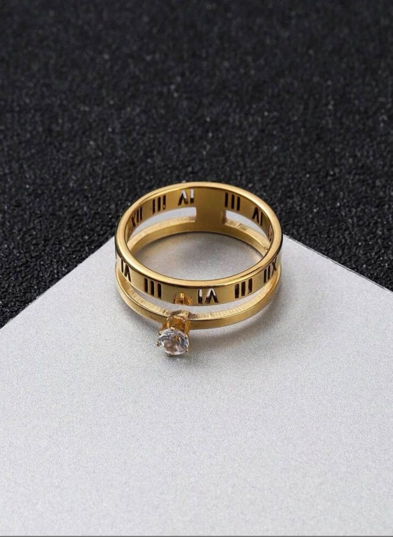 نونز أب خاتم نسائي من الاستانلس ستيل مطلي باللون الذهبي عيار 18 - Image 2