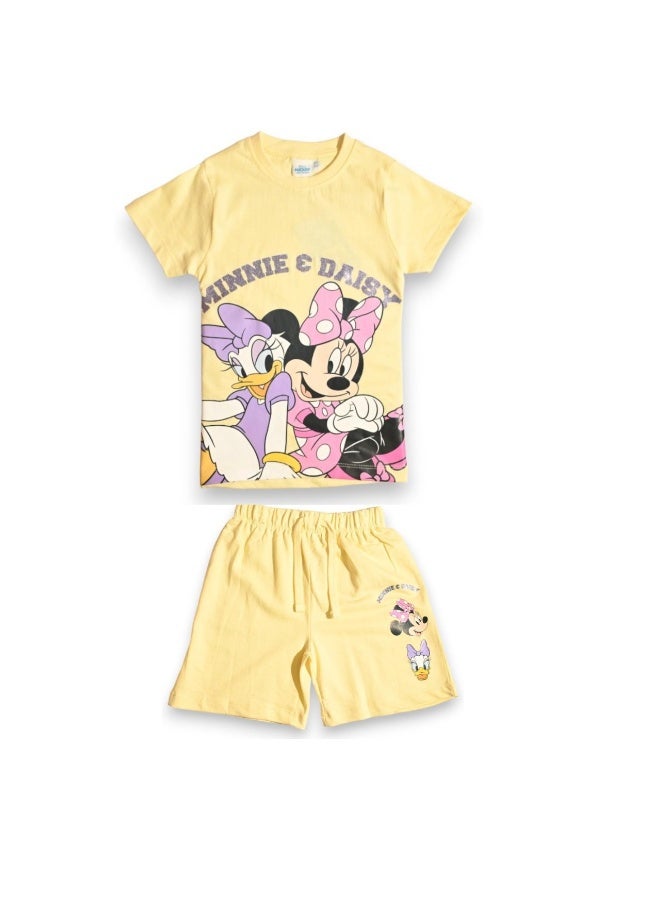ميكي آند فريندز طقم تيشيرت وشورت للبنات من ميكي وأصدقائه - Image 1