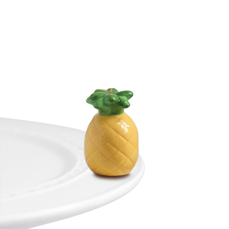 nf nora fleming Nora Fleming Hand-Painted Mini: Welcome, Friends (Pineapple) A24 - Image 1