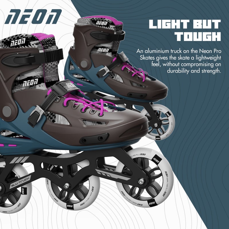 Neon Pro Inline Skates for Kids & Teens – Adjustable Size US 4-7, PU 3x110mm Wheels, Lightweight Aluminum Truck, Heel Brake, AllDay Comfort Inner Liner – Safe, Stylish & Durable – Bronze Pink | NI01P4 - Image 3