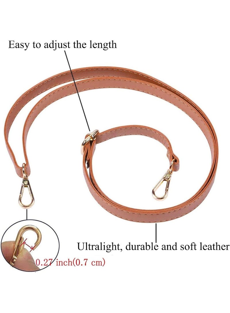 Purse Strap Replacement - Full Grain Microfiber Leather - 59 Inch Long Adjustable for Crossbody Shoulder Bag - 0.7 Inch Wide, Dark Brown/Gold - Image 4