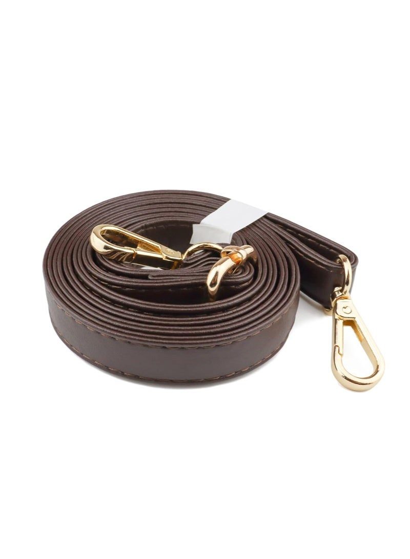 Purse Strap Replacement - Full Grain Microfiber Leather - 59 Inch Long Adjustable for Crossbody Shoulder Bag - 0.7 Inch Wide, Dark Brown/Gold - Image 1