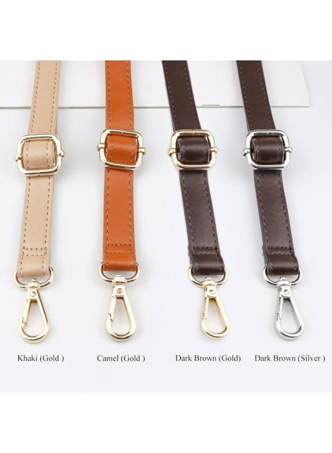 Purse Strap Replacement - Full Grain Microfiber Leather - 59 Inch Long Adjustable for Crossbody Shoulder Bag - 0.7 Inch Wide, Dark Brown/Gold - Image 2