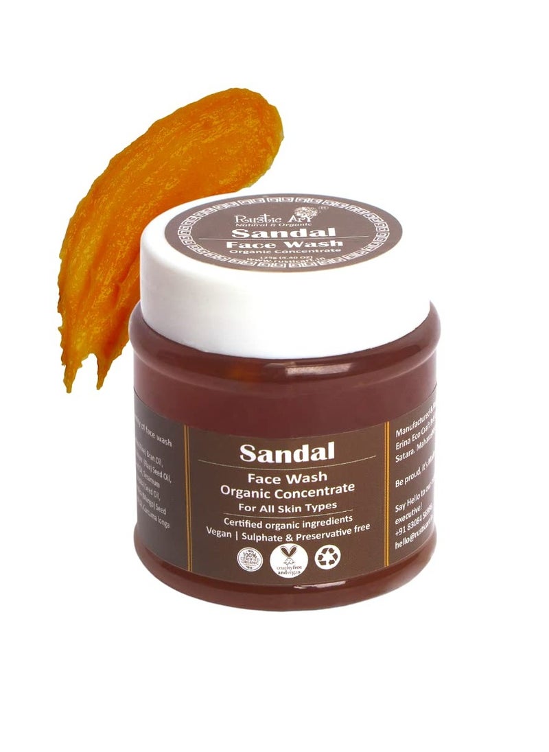 Rustic Art - Organic Sandal Face Wash Concentrate 125gm Combination To All Skin Types Deep Cleansing Glowing Skin  125g - Image 1