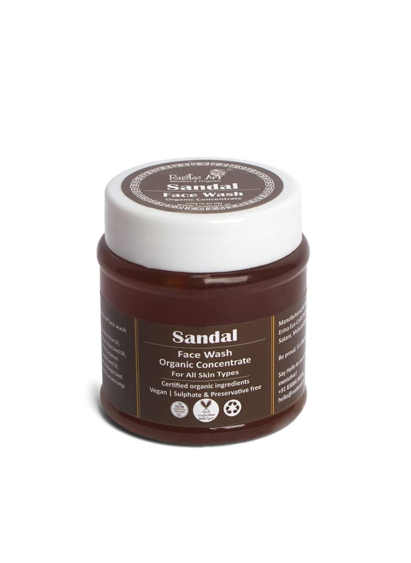 Rustic Art - Organic Sandal Face Wash Concentrate 125gm Combination To All Skin Types Deep Cleansing Glowing Skin  125g - Image 1