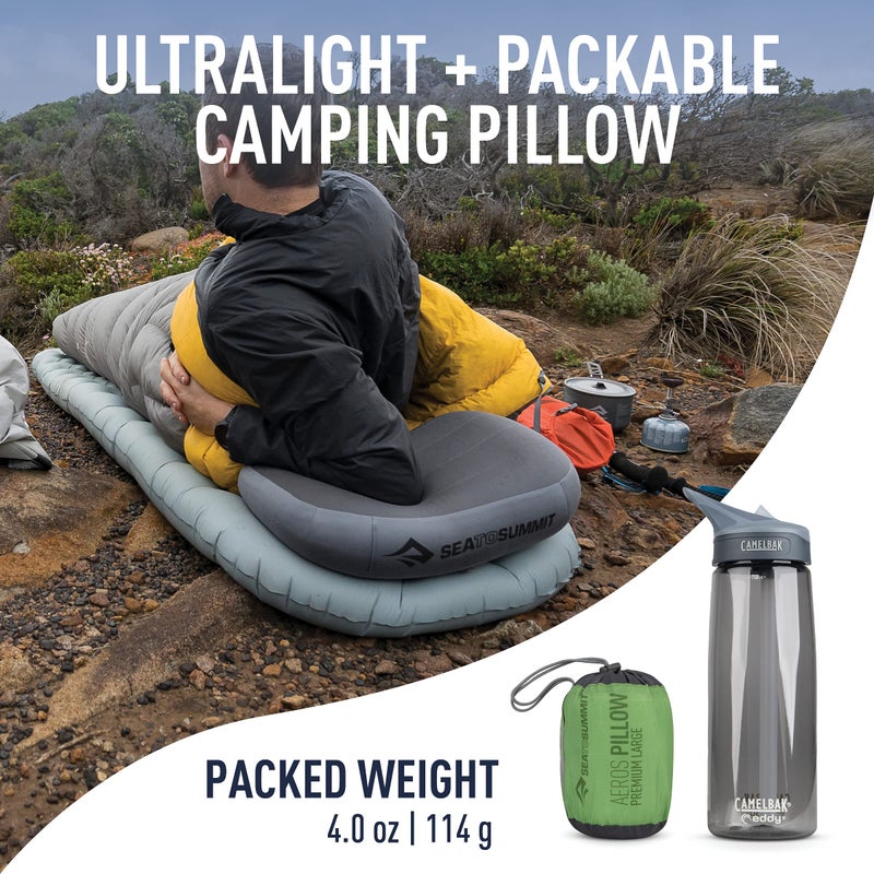 Sea to Summit Aeros Premium Inflatable Travel Pillow, Large (16.5 x 11), Lime - Image 2