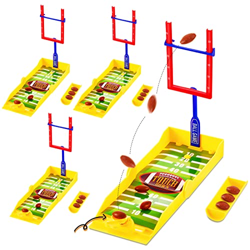 Deekin 4 Sets Mini Football Game Desktop Football Games Field Goal Soccer Toys with Foam Soccer Goal Post Bases Catapults Flick Finger Board Desk for Sports Party Office Gifts - Image 1