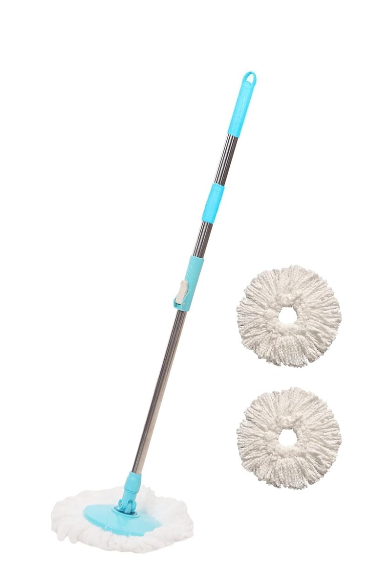 PRANAY'S KLEANUP Premium Spin Mop Rod Stickwith 360 Degree Rotating MopsHead 1 Stainless Steel Rod Stickwith 2 Microfiber Refill WetDry Mop Mops Rod Stick Mops Mop Rod Stick Mop Rod - Image 1
