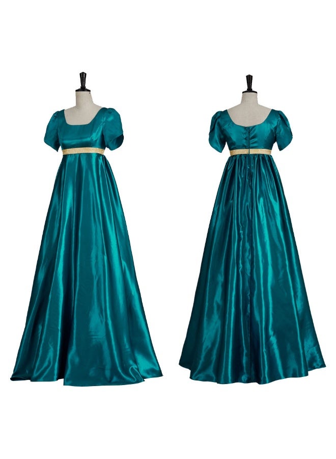 NIBEMINENT فستان القرن، فستان ساتان عتيق، فستان كرة فيكتوري، فستان خصر إمبراطوري، فستان ريجنت - Image 1