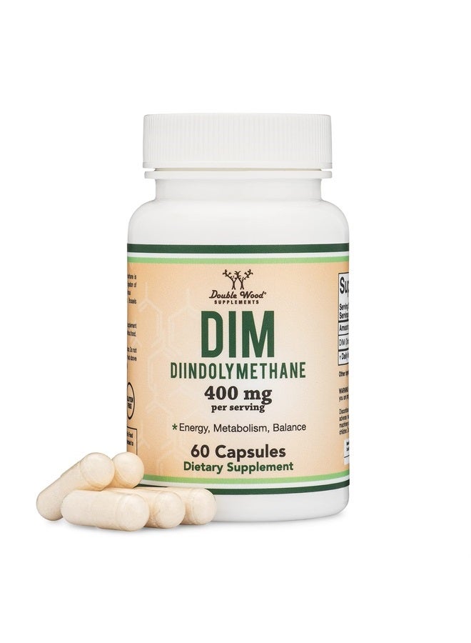 Double Wood Supplements DIM Supplement for Women and Men (Diindolylmethane Estrogen Blocking Supplement, Hormonal Acne Treatment, Hormone Balance for Women) 400mg Servings, 200mg Per Capsule, 60 Capsules by Double Wood - Image 1