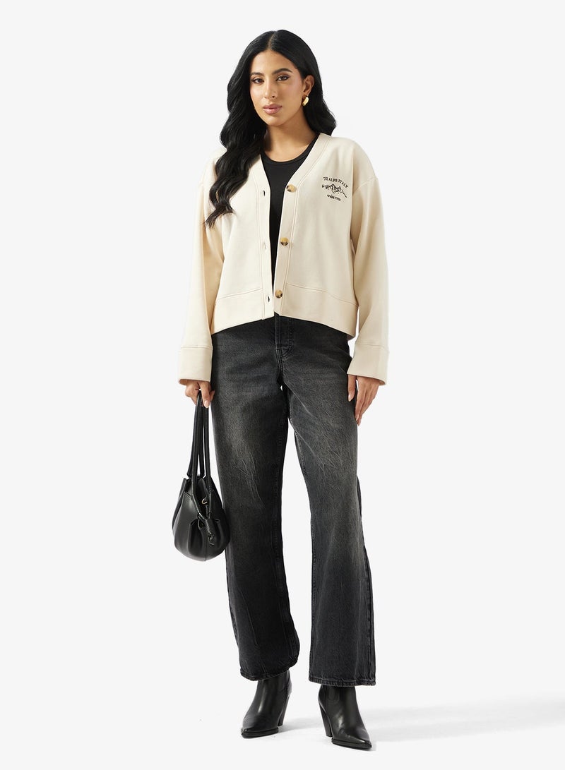 VERO MODA V-Neck Brushed Sweat Cardigan - Image 4