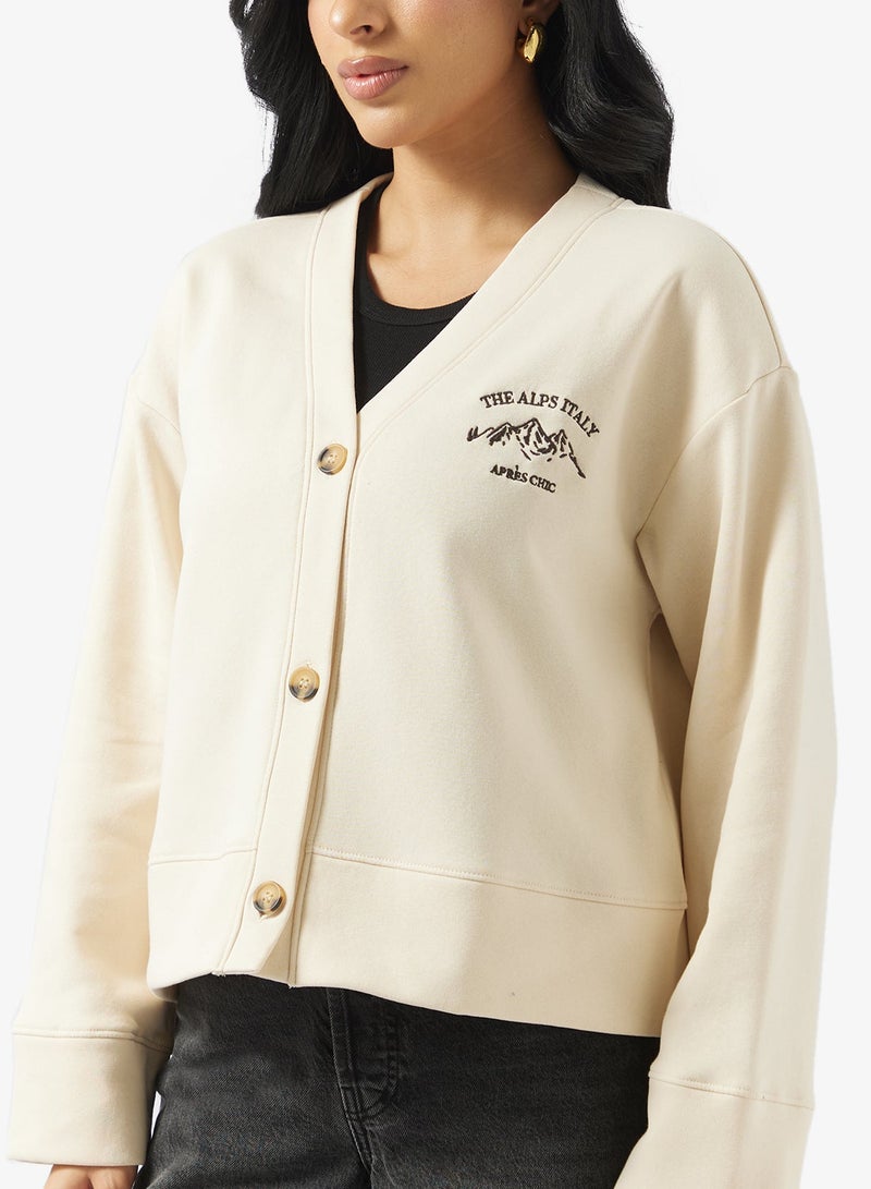 VERO MODA V-Neck Brushed Sweat Cardigan - Image 3