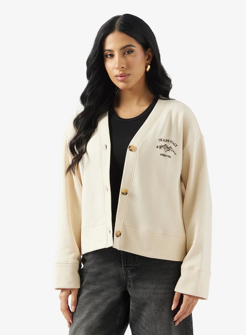 VERO MODA V-Neck Brushed Sweat Cardigan - Image 1