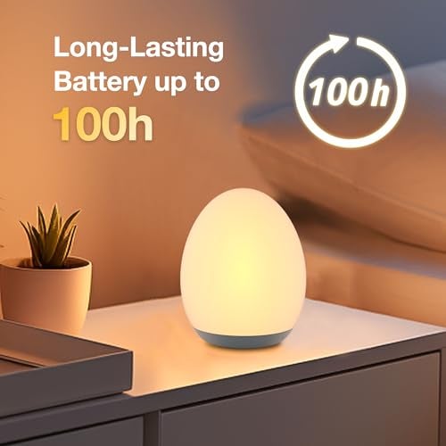 JolyWell Night Light for Kids, Baby Night Light with 7 Colors Changing Mode & Stepless Dimming, Nursery Night Light BPA Free,Rechargeable Egg Night Light for Breastfeeding 1h Timer & Touch Control - Image 5