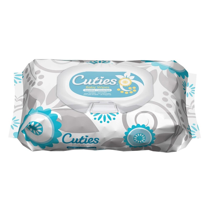 Cuties Premium Baby Wipes Unscented Sensitive 72 Count - Image 1
