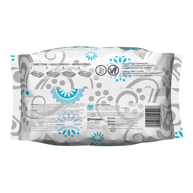 Cuties Premium Baby Wipes Unscented Sensitive 72 Count - Image 3