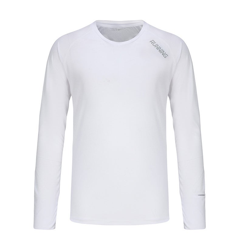 Generic Mens Long Sleeve Quick-Dry Running T-Shirt White - Image 1