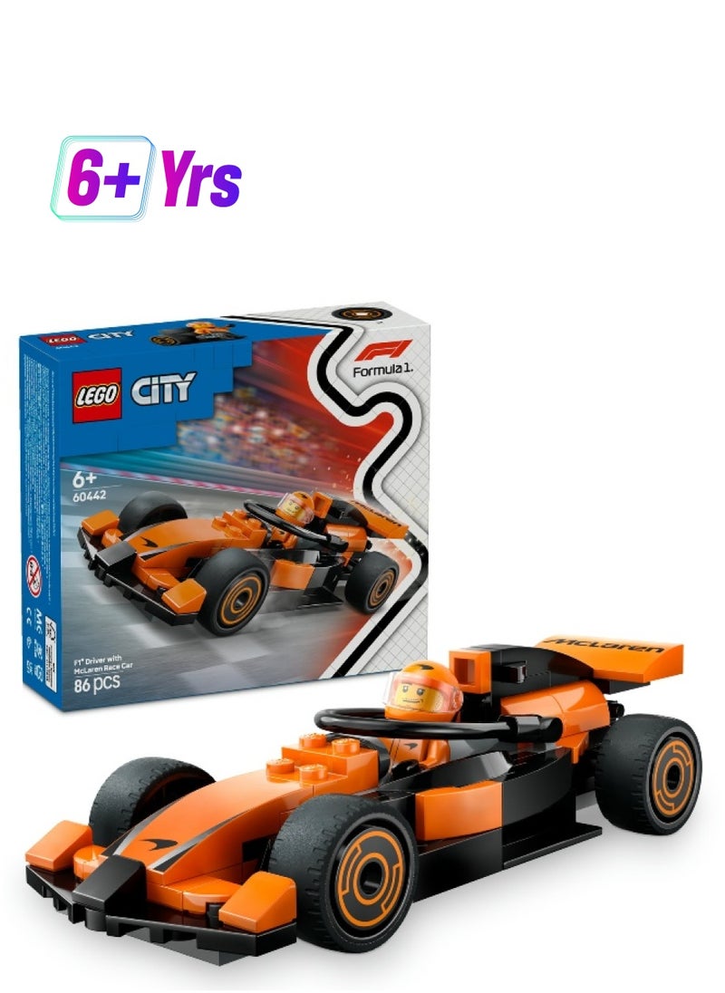 LEGO LEGO City F1 Driver with McLaren Race Car 60442 Building Set (86 Pieces)  - Image 1