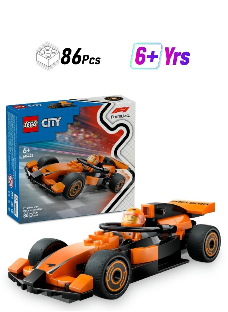 LEGO LEGO City F1 Driver with McLaren Race Car 60442 Building Set (86 Pieces)  - Image 1