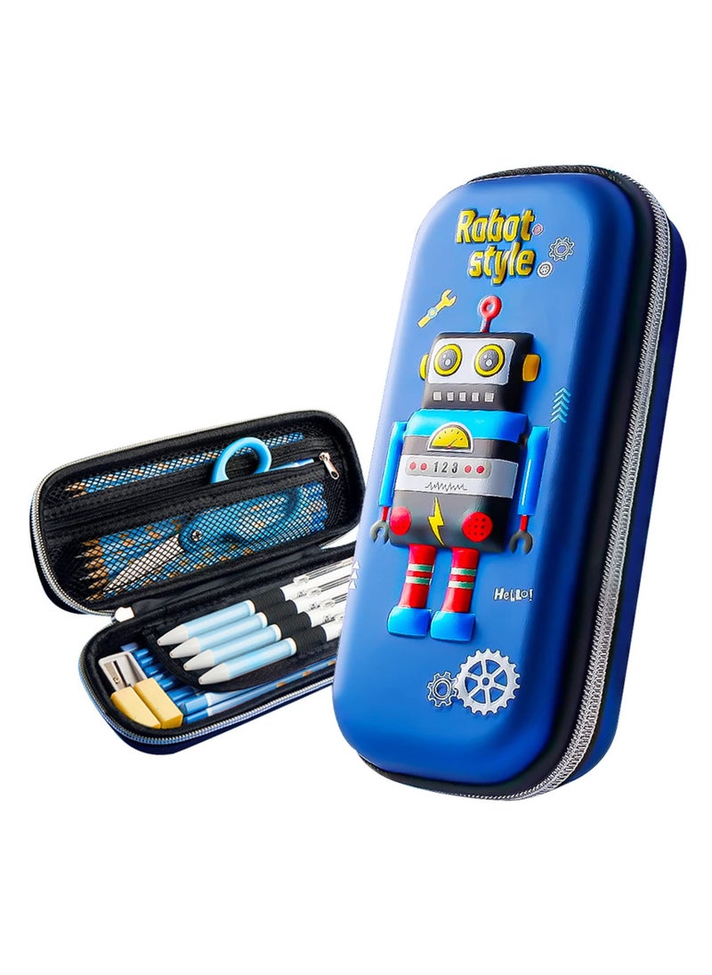 SYOSI - Pencil Pen Case, 3D Stereo Cartoon Robot Pencil Box, Waterproof Portable Pencil Pouch with Compartments, Large Capacity Students Stationery Pouch for Kids Boys School Students - Image 1