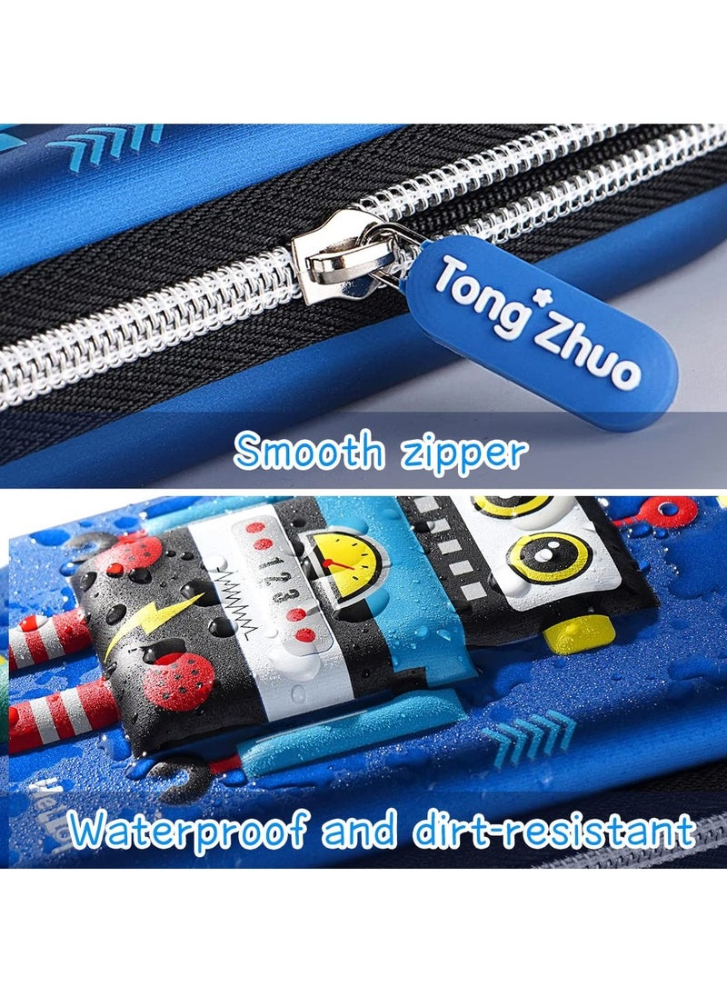 SYOSI - Pencil Pen Case, 3D Stereo Cartoon Robot Pencil Box, Waterproof Portable Pencil Pouch with Compartments, Large Capacity Students Stationery Pouch for Kids Boys School Students - Image 1