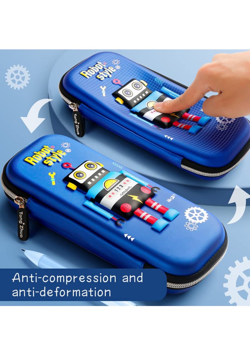 SYOSI - Pencil Pen Case, 3D Stereo Cartoon Robot Pencil Box, Waterproof Portable Pencil Pouch with Compartments, Large Capacity Students Stationery Pouch for Kids Boys School Students - Image 1