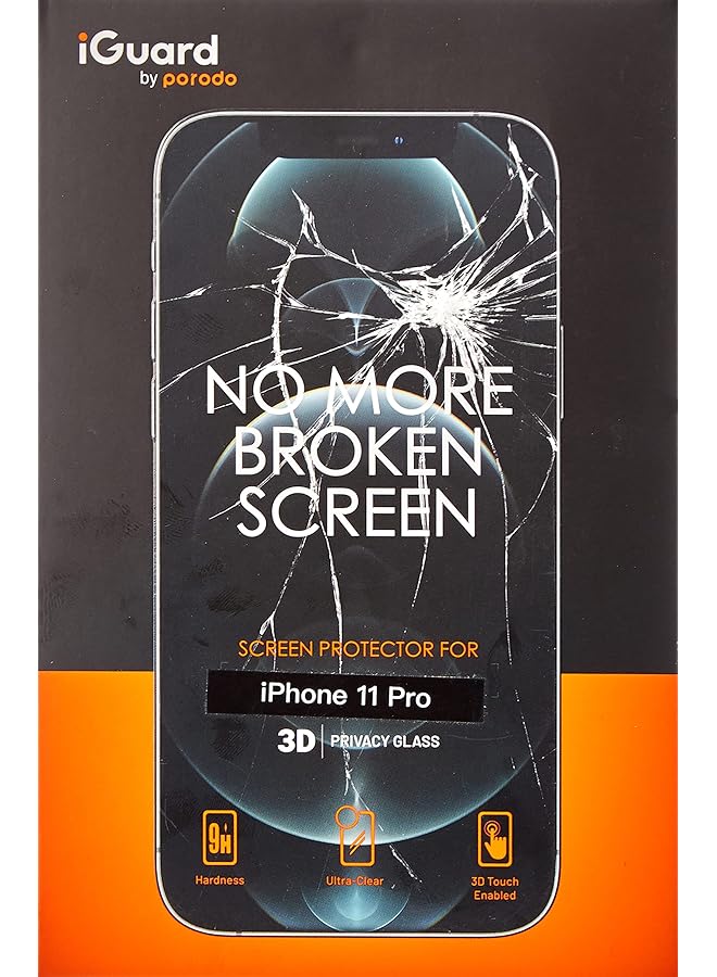 erorex 3D Privacy Glass Screen Protector For iPhone 11 Black  - Image 1