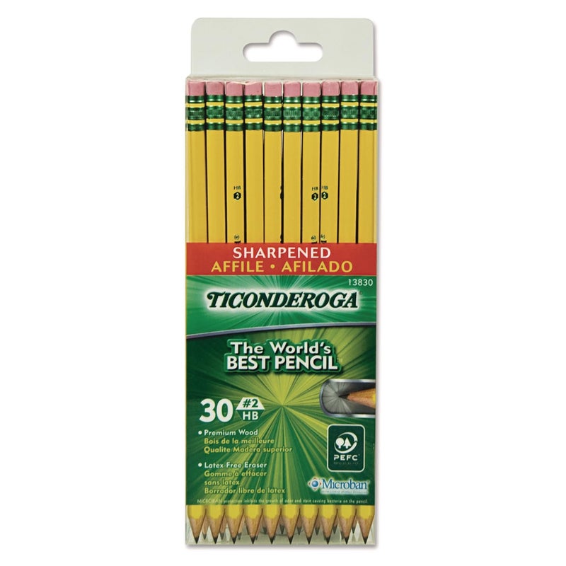 Ticonderoga Wood-Cased Pencils, Pre-Sharpened, #2 HB Soft, Yellow, 30 Count - Image 1