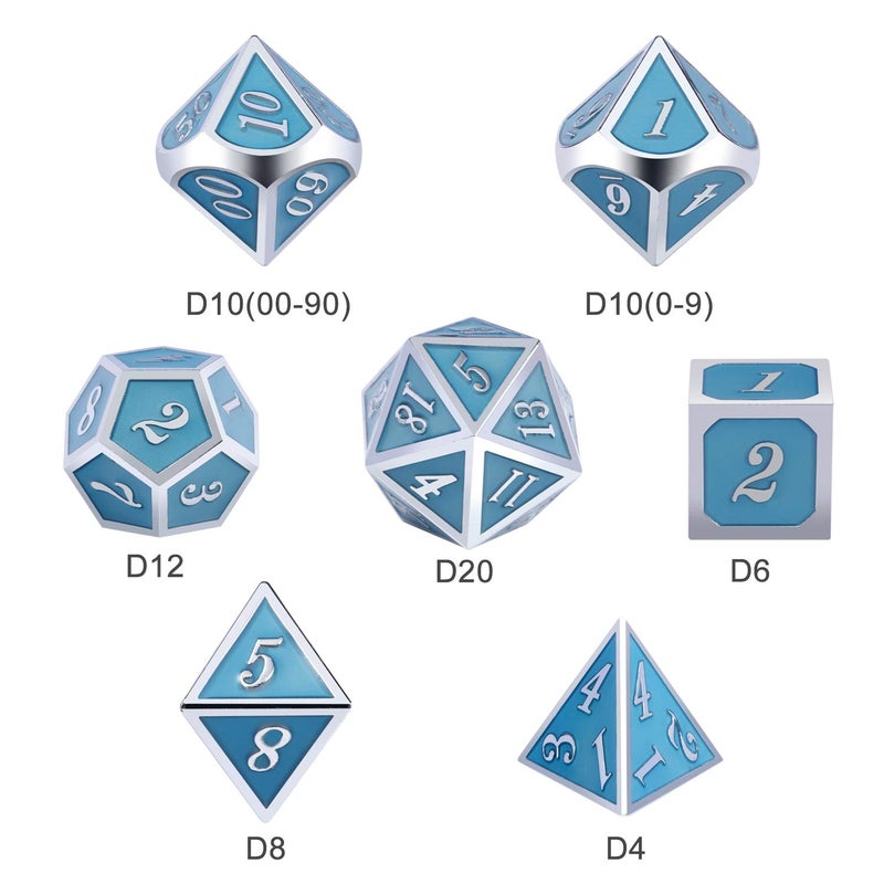 DnDnD Glowing DND Metal Dice Set,Luminous Blue Metal Dice for Role Playing Game Dungeons and Dragons RPGs and Other Table Games - Image 4
