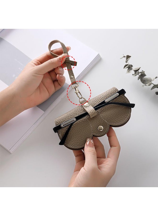 منظم النظارات الشمسية، حافظة نظارات، غطاء نظارات شمسية من الجلد الناعم، جلد، تصميم بأزرار، سهل الحمل أثناء السفر، مناسب لكل من النظارات الرجالية والنسائية (كاكي، GL-910) - Image 5