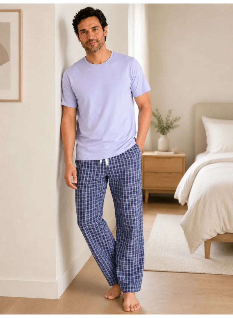 Victor And Jane  Men’s Short Sleeve T-Shirt & Long Pants Pyjama Set – Comfortable Relaxed Fit for Men | Best Price UAE