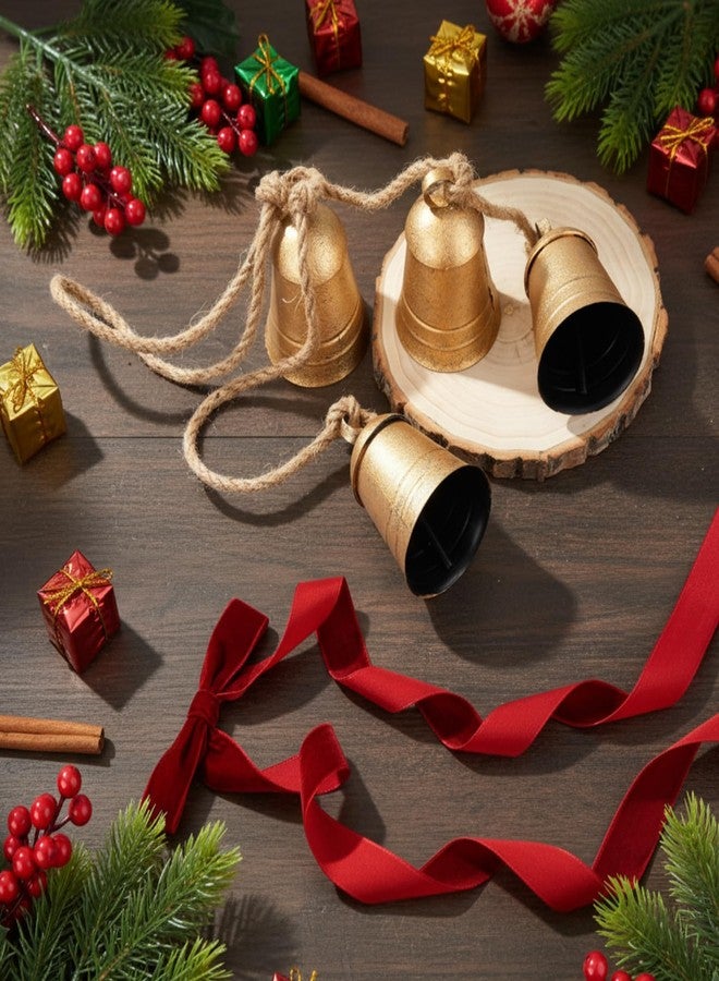 سيفانير أجراس عيد الميلاد العملاقة من سيفانر بتصميم عتيق مع فيونكة مخملية بطول 30 بوصة، مجموعة زينة شجرة عيد الميلاد الضخمة، 4 × 3 × 29 بوصة، جرس زخرفي كبير مع فيونكة وحبل تعليق من الجوت لباب عيد الميلاد، أعمال يدوية منزلية (لون عنابي). - Image 3